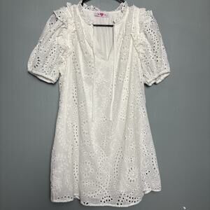 Buddy Love Women’s White Eyelet Dress Cotton Kelly CG4593 Small